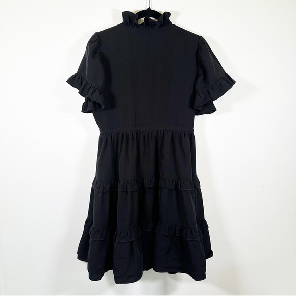 Sail to Sable x Tuckernuck Button Down Tiered Flutter Sleeve Black Classic Dress - Picture 2 of 8